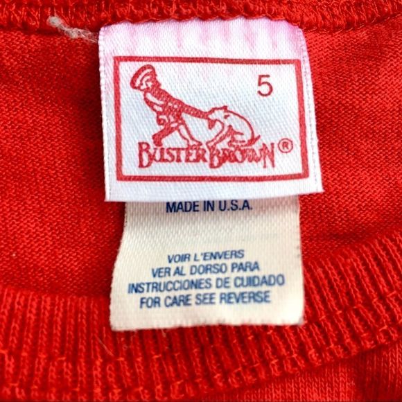 Vintage Buster Brown Unisex Boys Girls Embossed Furry Teddy Bear Shirt Size 5 - Picture 2 of 5